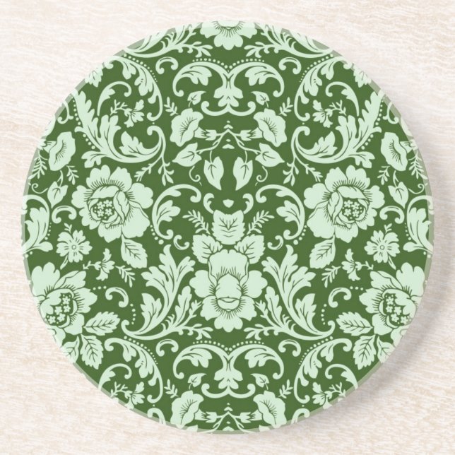 An antique floral damask drink coaster (Front)