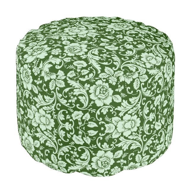 An antique floral damask pouf (Angled Front)