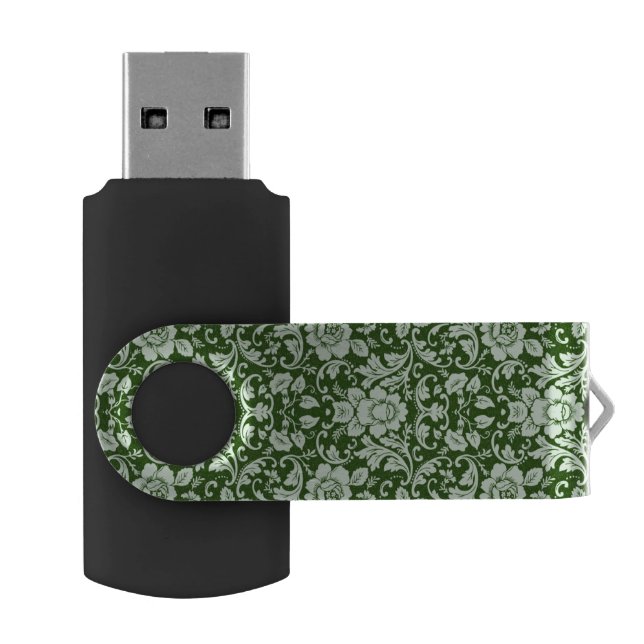 An antique floral damask USB flash drive (Opened)