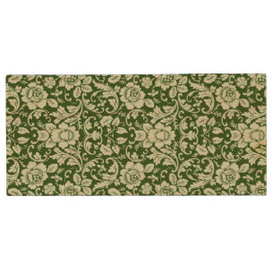 An antique floral damask wood USB flash drive