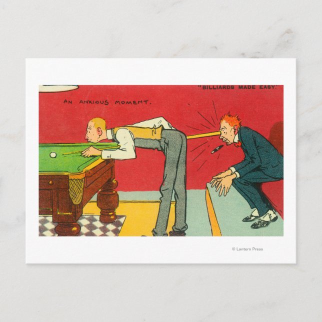 An Anxious Moment, Pool Cue Hitting a Head Postcard (Front)