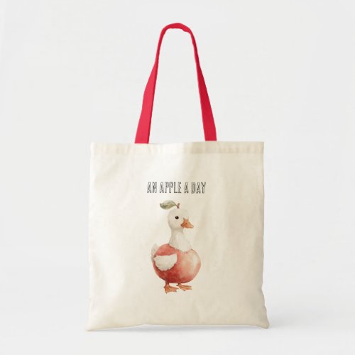 An Apple A Day Bear Goose Tote Bag