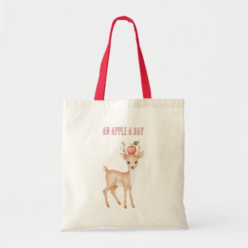 An Apple A Day Deer Tote Bag