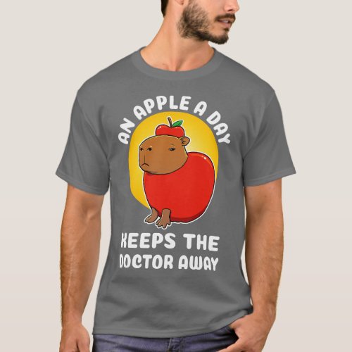 An apple a day keeps the doctor away Capybara cart T_Shirt