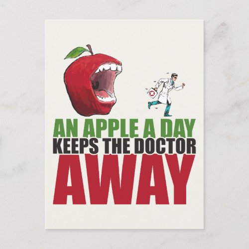 An Apple a Day Keeps The Doctor Away Funny Apple Postcard