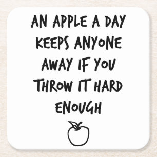 An Apple A Day Square Paper Coaster
