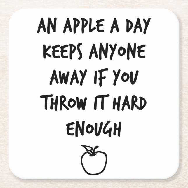 An Apple A Day Square Paper Coaster (Front)