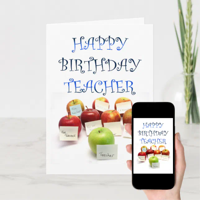 An apple for the teacher birthday card | Zazzle