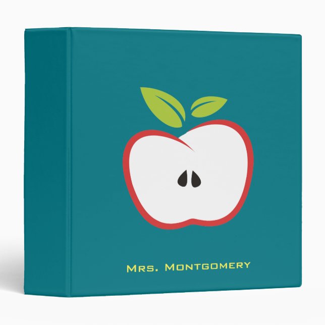An apple with a red outline and green leaves 3 ring binder (Front/Spine)