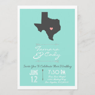 An Aqua Colored Texas Wedding Invitation