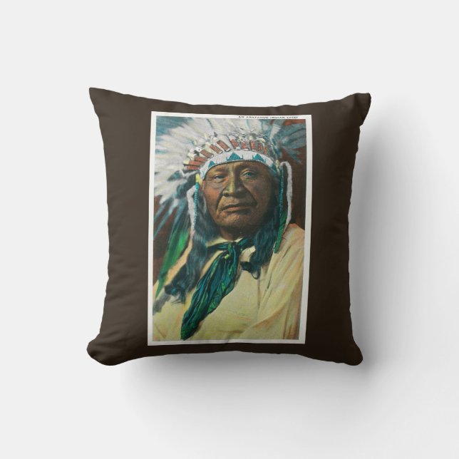 An Arapahoe Indian Chief PortraitColorado Throw Pillow (Front)