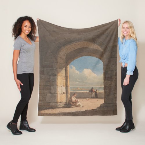 An Arch at Holy Island Northumberland Fleece Blanket