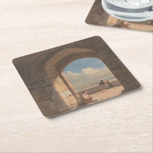 An Arch at Holy Island Northumberland Square Paper Coaster