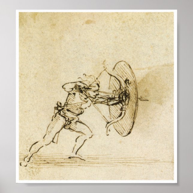 An Archer with a Shield, Leonardo da Vinci Poster (Front)