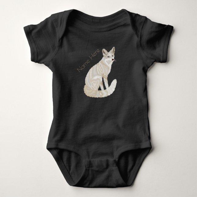 An Arctic Fox Retro Chic Cute Animal Theme Fashion Baby Bodysuit (Front)