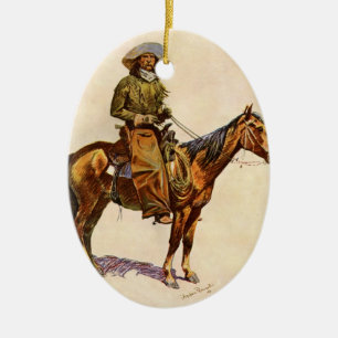 An Arizona Cowboy by Remington, Vintage Western Ceramic Ornament