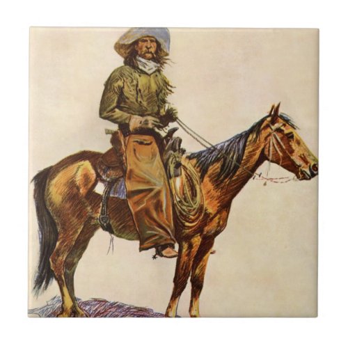 An Arizona Cowboy by Remington Vintage Western Ceramic Tile