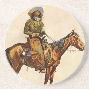 An Arizona Cowboy by Remington, Vintage Western Drink Coaster