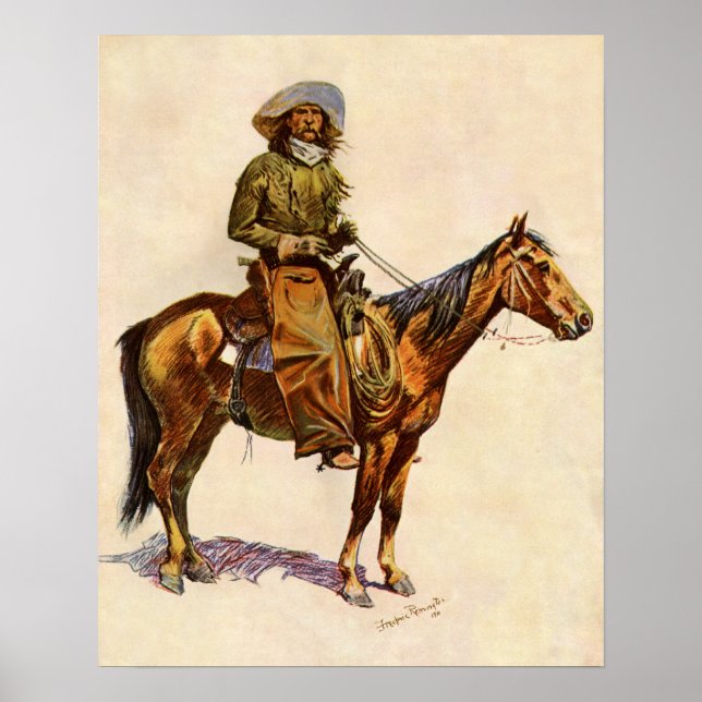 An Arizona Cowboy by Remington, Vintage Western Poster (Front)