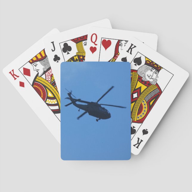 An army helicopter in flight poker cards (Back)