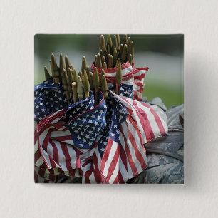 An Army soldier's backpack Button