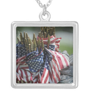 An Army soldier's backpack Silver Plated Necklace