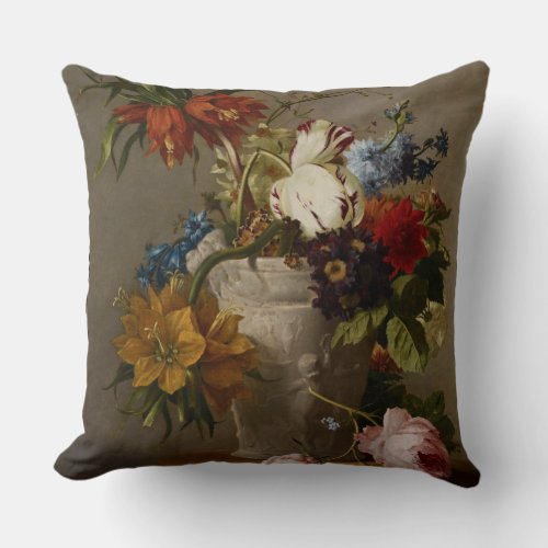 An Arrangement with Flowers 19th century Throw Pillow