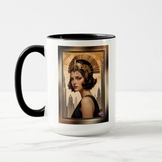 An Art Deco Damsel AI Concept Art by Xzendor7 Mug (Left)