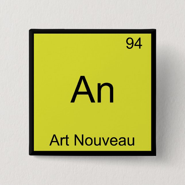 An - Art Nouveau Funny Chemistry Element Symbol Button (Front)