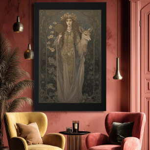 An Art Nouveau Print of the Goddess Artemis