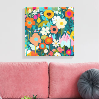 An art piece of blooming garden,with vibrant color canvas print