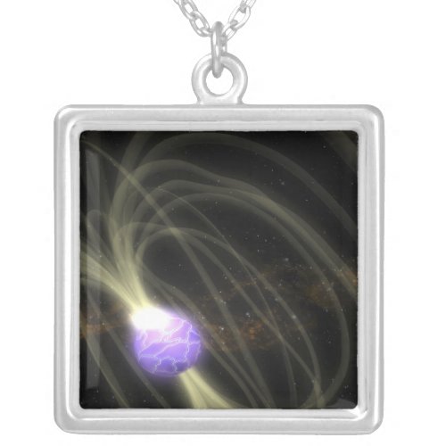 An artist conception of the SGR 1806_20 magneta Silver Plated Necklace