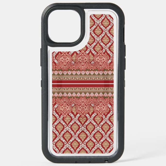 An artistic representation of an orange and brown  iPhone 15 plus case (Back)