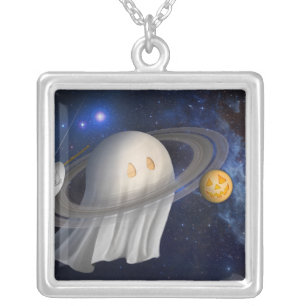 An artist's Halloween illustration Silver Plated Necklace