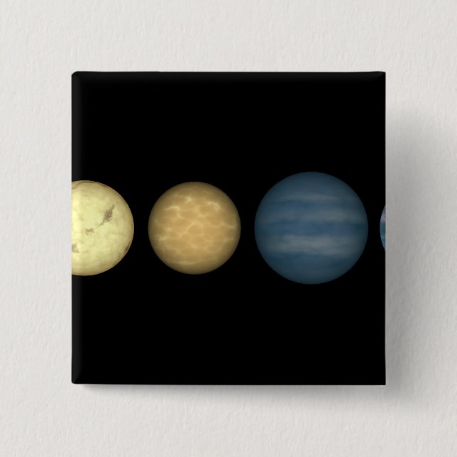 An artist's rendition comparing brown dwarfs 2 pinback button (Front)