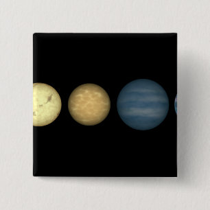 An artist's rendition comparing brown dwarfs 2 pinback button