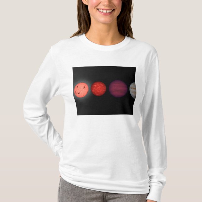 An artist's rendition comparing brown dwarfs T-Shirt (Front)