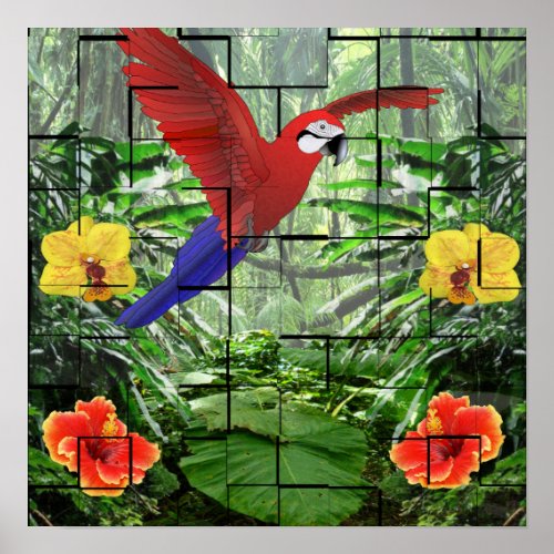 An Artsy Tropical Rainforest Scene Poster