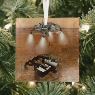 An Ascent Vehicle Leaving Mars. Glass Ornament
