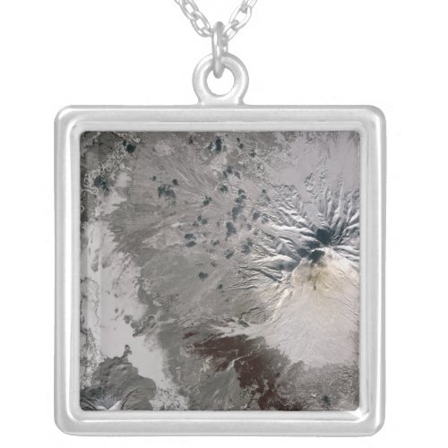 An ash rich plume rises silver plated necklace