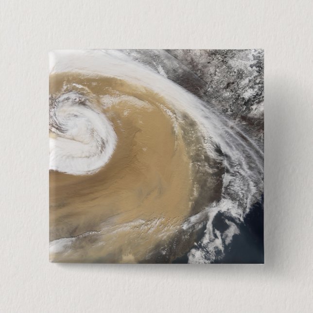 An Asian dust storm crosses the Pacific Pinback Button (Front)