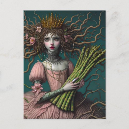 An asparagus fairy postcard