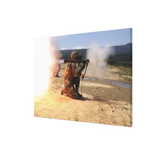 An assaultman fires a Rocket Propelled Grenade Canvas Print