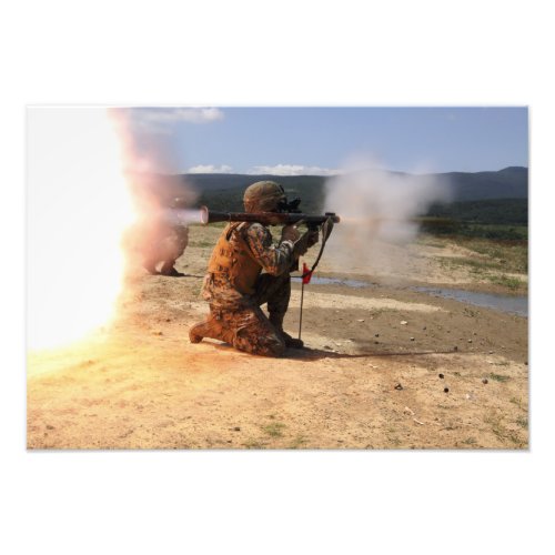 An assaultman fires a Rocket Propelled Grenade Photo Print