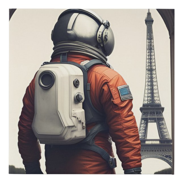 An astronaut in Paris  Faux Canvas Print (Front)