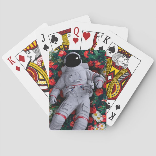 An astronaut in the Flowers  Poker Cards (Back)