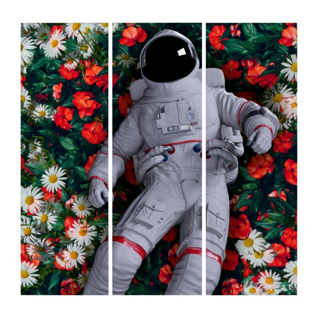 An astronaut in the Flowers  Triptych (Front)