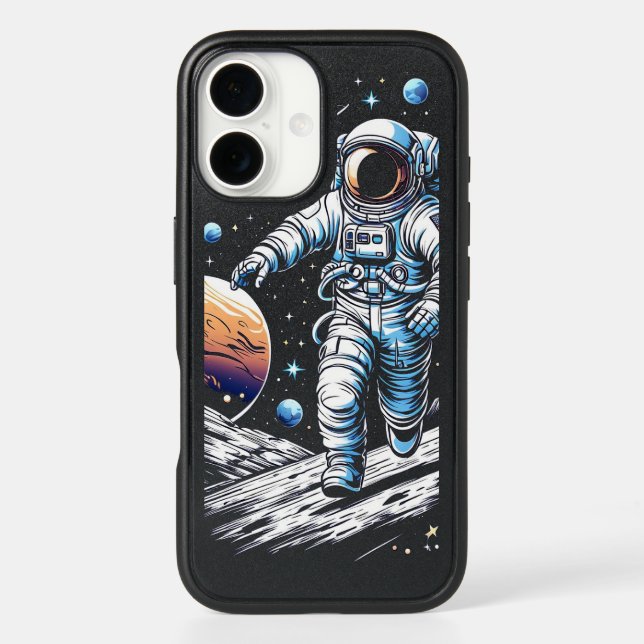 An astronaut running on the moon otterbox iPhone case (Back)