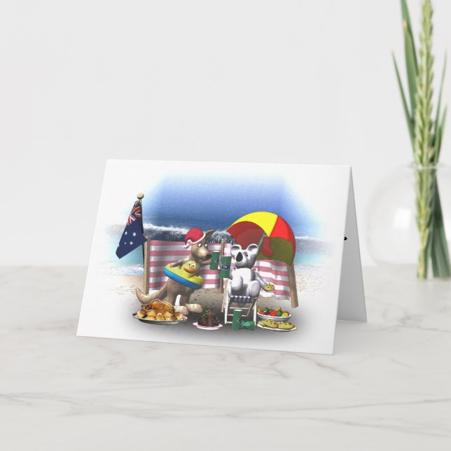 An Australian beach Christmas Holiday Card (Front)