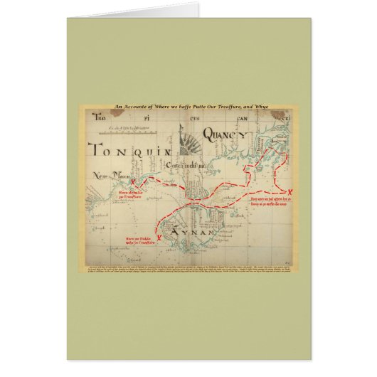 An Authentic 1690 Pirate Map (with embellishments) Cards (Front)